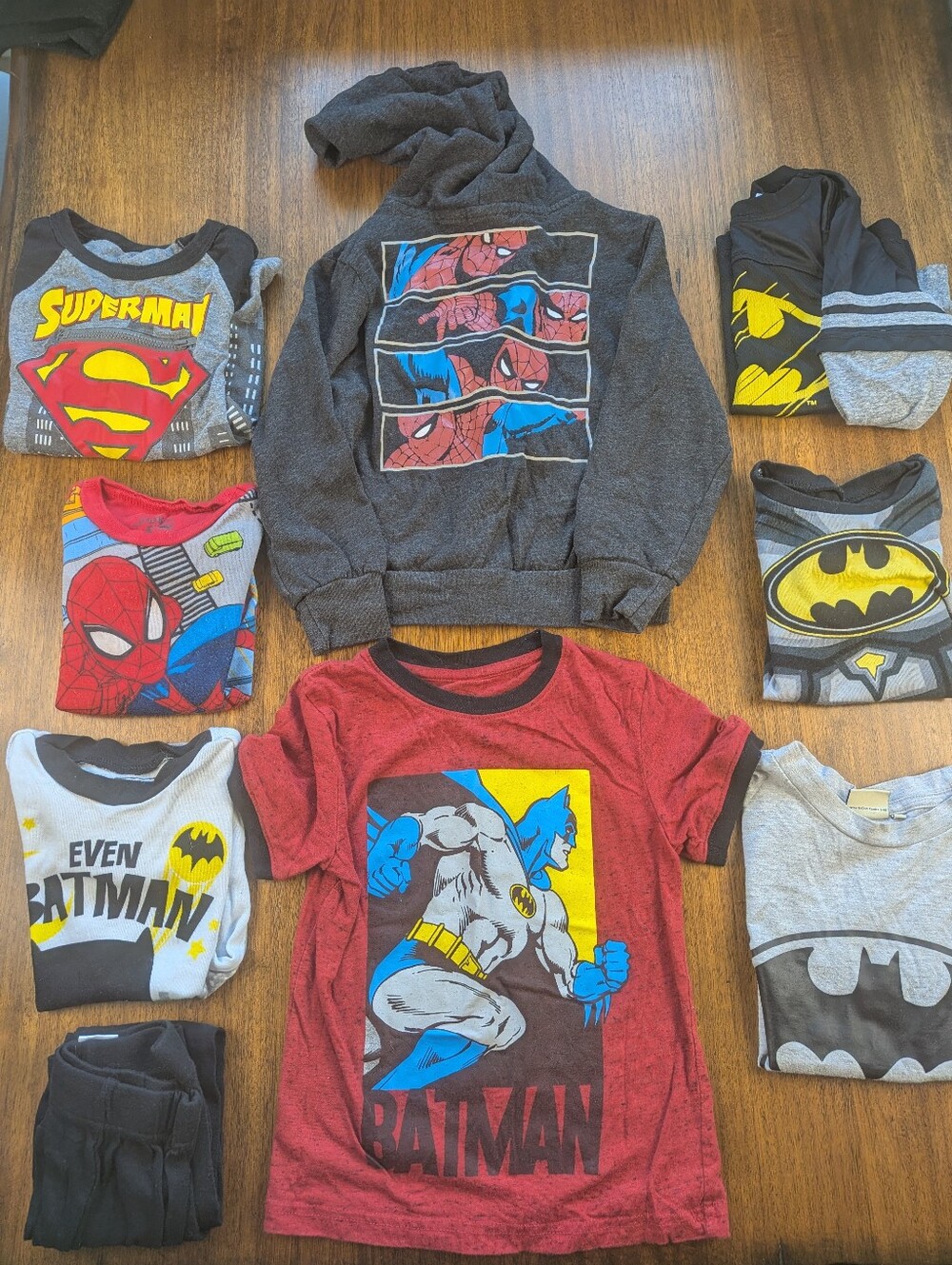 Bundle Of 9 Pcs Boys Superhero Clothing Hoodie Tees Pajamas Size 4 See Descript